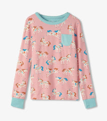 Girls Girls Folksy Unicorns Bamboo Pajama Set | Hatley Sleepwear
