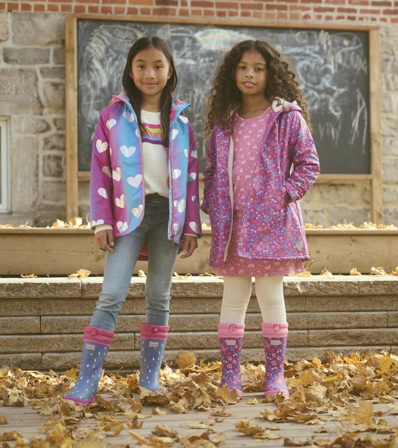 Girls Girls Fun Hearts Zip-Up Lightweight Rain Jacket | Hatley Rainwear