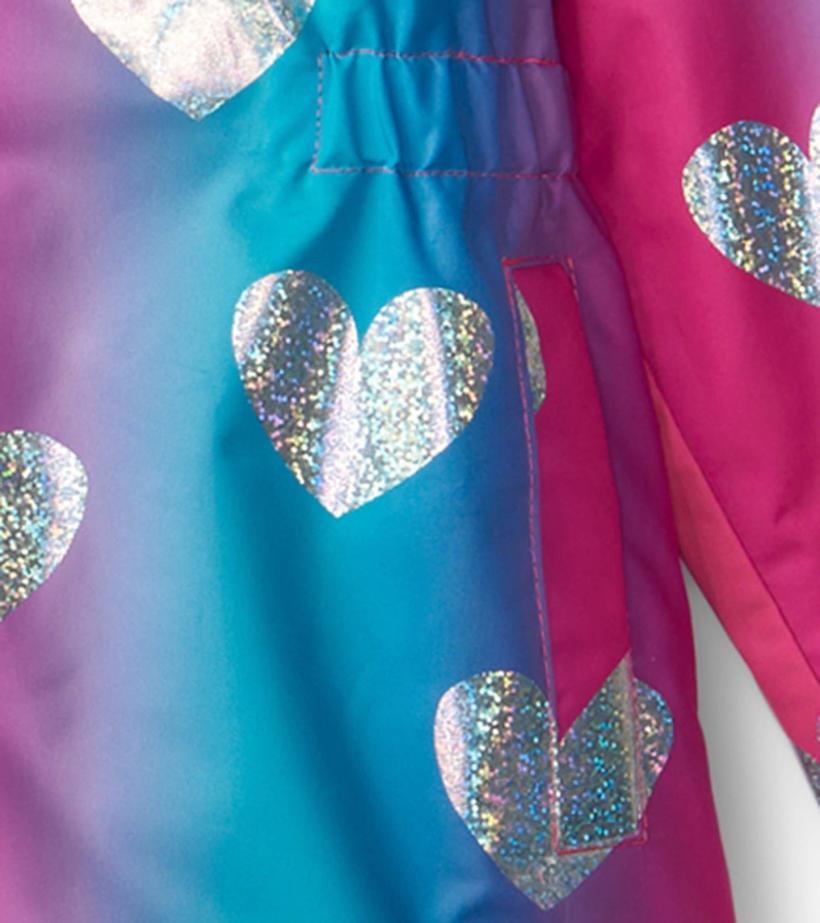Girls Girls Fun Hearts Zip-Up Lightweight Rain Jacket | Hatley Rainwear
