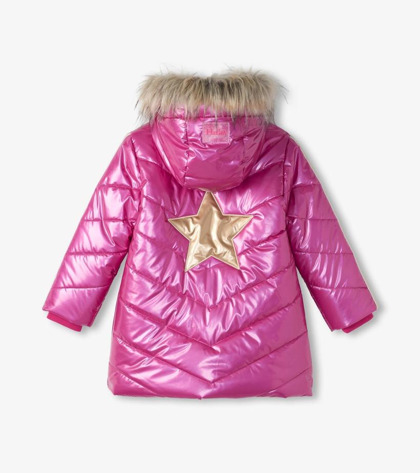 Girls Girls Fuschia Star Puffer Jacket | Hatley Outerwear