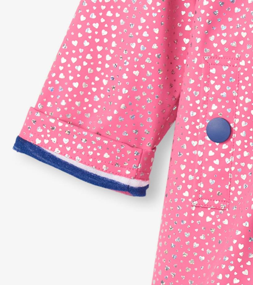 Girls Girls Glitter Hearts Button-Up Rain Jacket | Hatley Rainwear