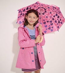 Girls Girls Glitter Hearts Button-Up Rain Jacket | Hatley Rainwear