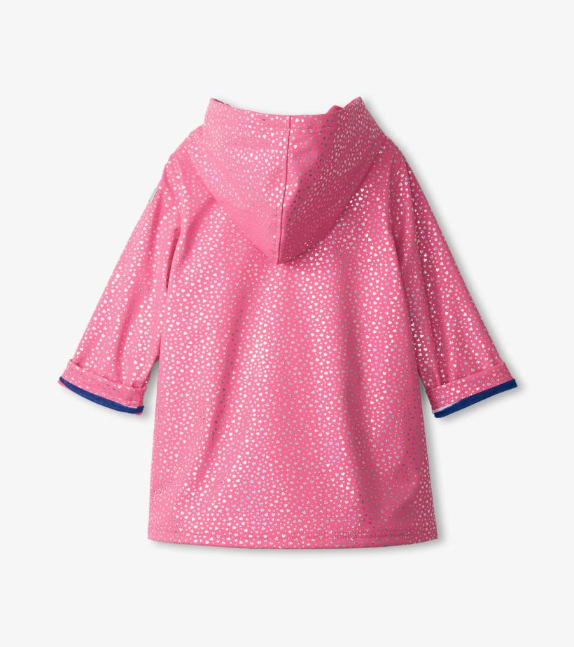 Girls Girls Glitter Hearts Button-Up Rain Jacket | Hatley Rainwear