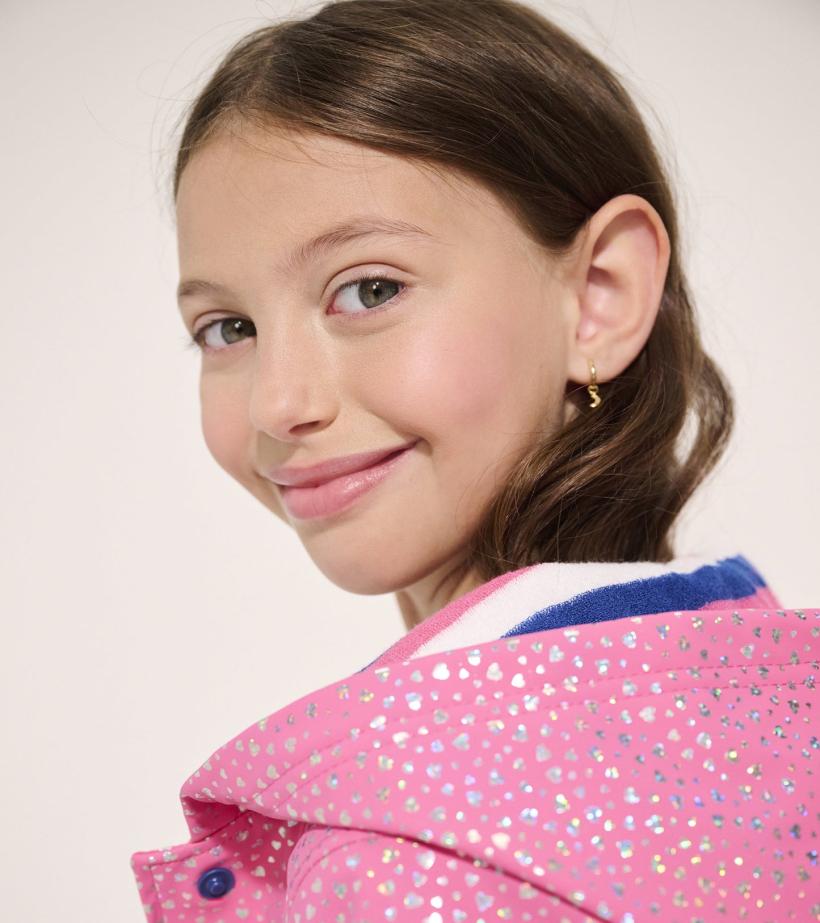 Girls Girls Glitter Hearts Button-Up Rain Jacket | Hatley Rainwear