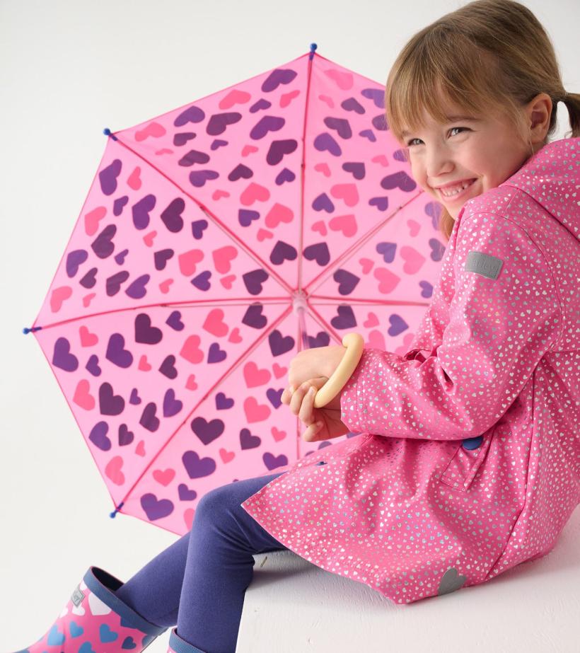 Girls Girls Glitter Hearts Button-Up Rain Jacket | Hatley Rainwear