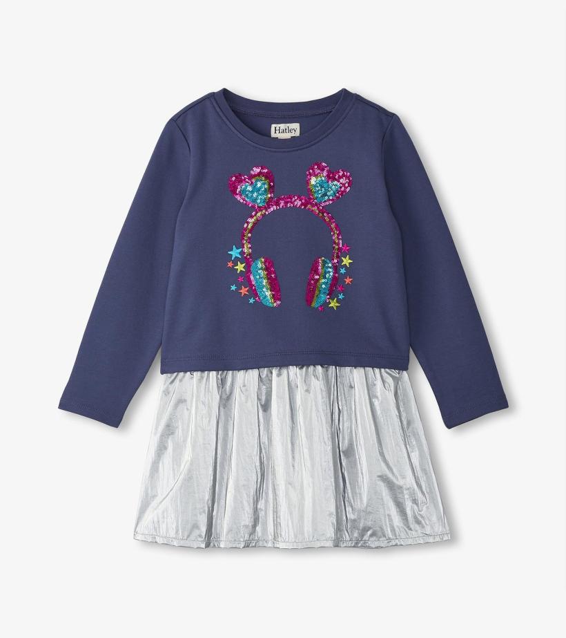 Girls Girls Headphones Dropped Waist Dress | Hatley Dresses
