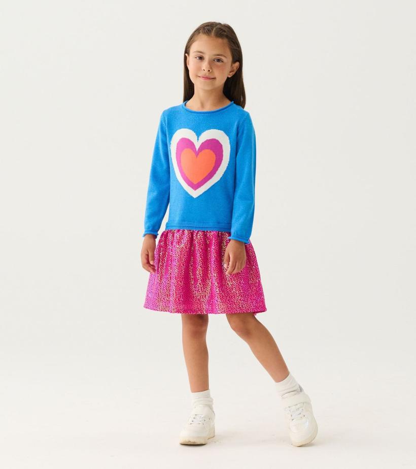 Girls Girls Hearts Dropped Waist Sweater Dress | Hatley Dresses
