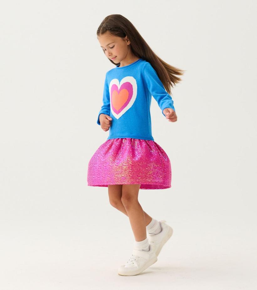 Girls Girls Hearts Dropped Waist Sweater Dress | Hatley Dresses