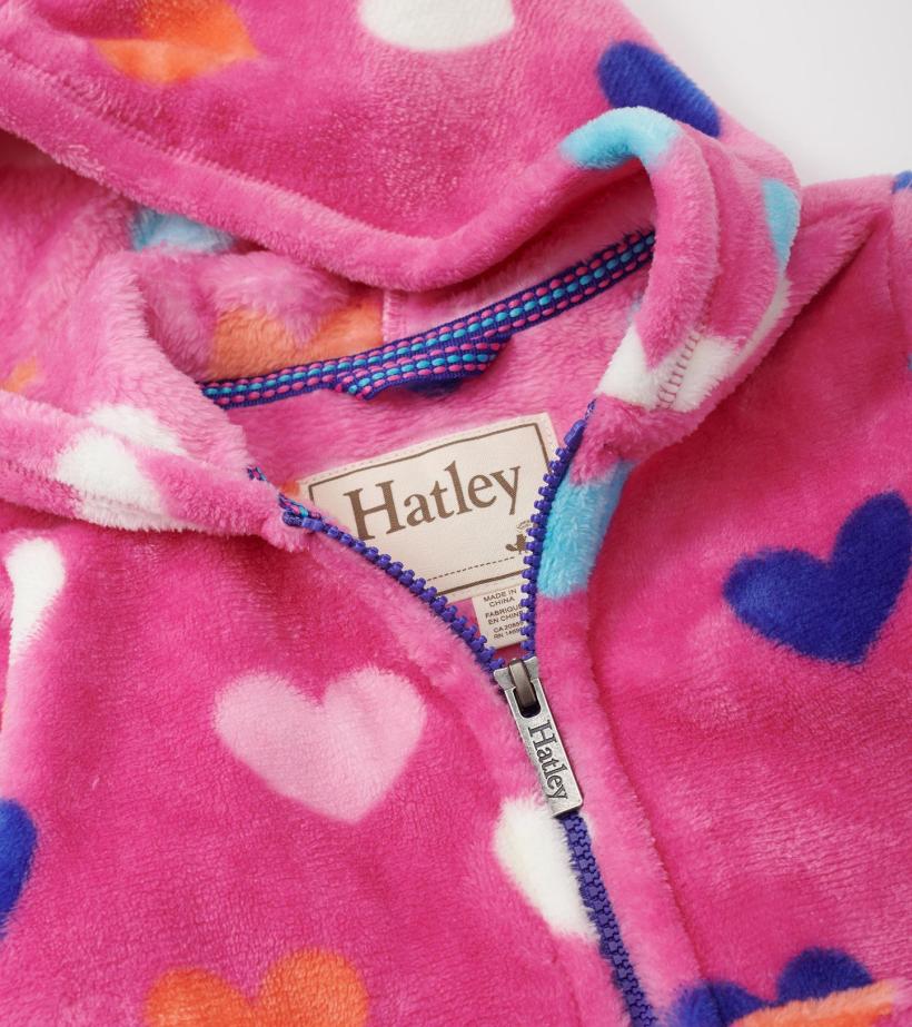 Girls Girls Hearts Fleece Zip-Up Hoodie | Hatley Sweaters