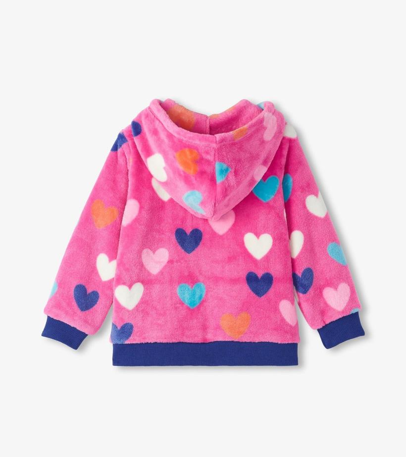 Girls Girls Hearts Fleece Zip-Up Hoodie | Hatley Sweaters