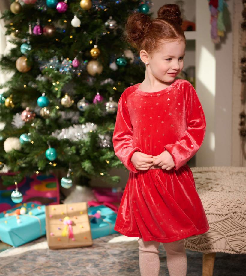 Girls Girls Holiday Stars Crushed Velour Dress | Hatley Dresses