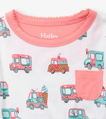 Girls Girls Ice Cream Trucks Bamboo Short Pajama Set | Hatley Sleepwear
