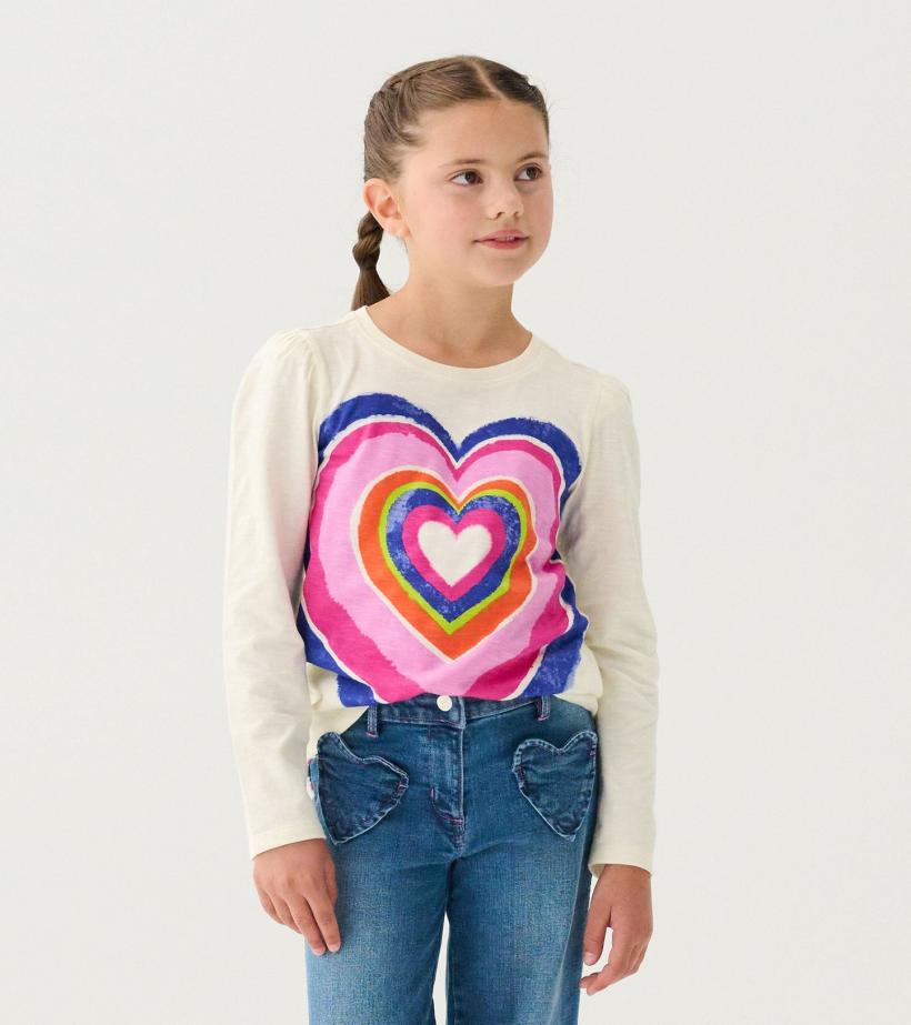 Girls Girls Layered Hearts Long Sleeve Graphic Tee | Hatley Tops