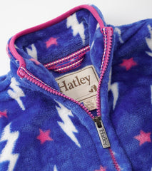 Girls Girls Lightning Bolts Fuzzy Fleece Zip-Up Jacket | Hatley Sweaters