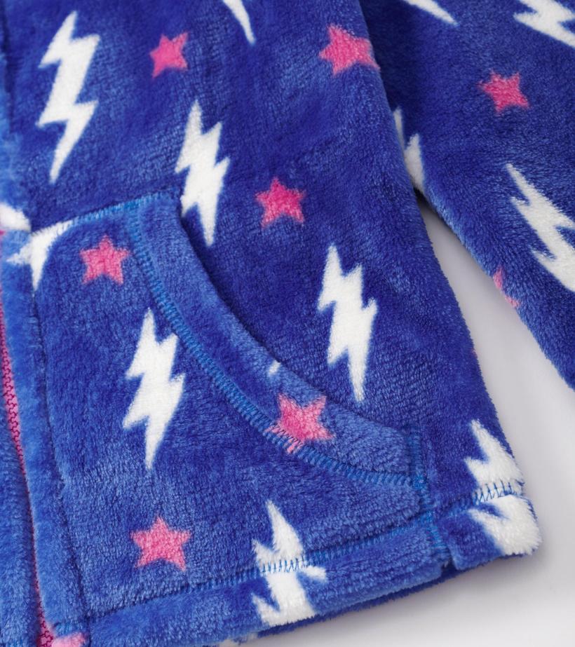 Girls Girls Lightning Bolts Fuzzy Fleece Zip-Up Jacket | Hatley Sweaters