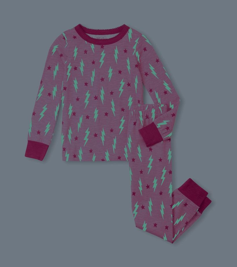 Girls Girls Lightning Bolts &amp; Stars Pajama Set | Hatley Sleepwear