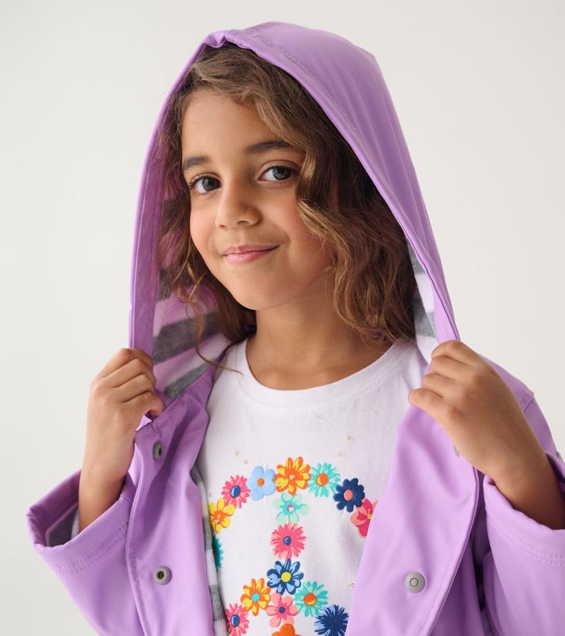 Girls Girls Lilac Button-Up Rain Jacket | Hatley Rainwear
