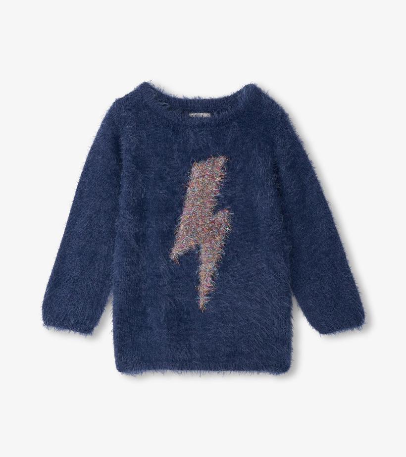 Girls Girls Metallic Lightning Furry Sweater | Hatley Sweaters