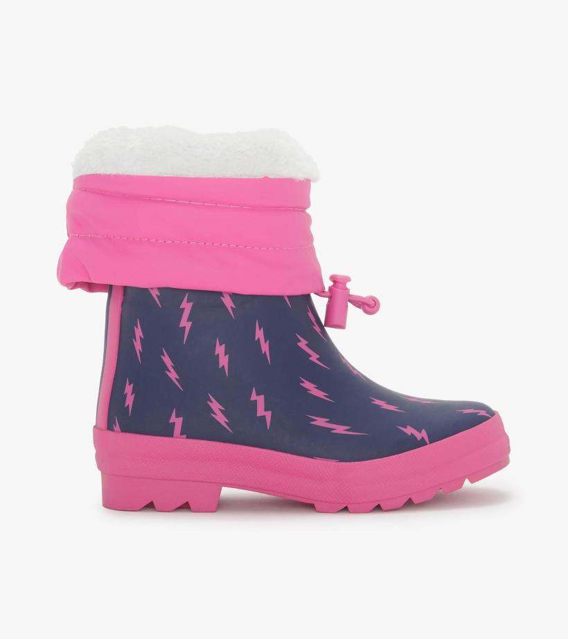 Girls Girls Mini Lightning Bolts Sherpa Lined Rain Boots | Hatley Rainwear