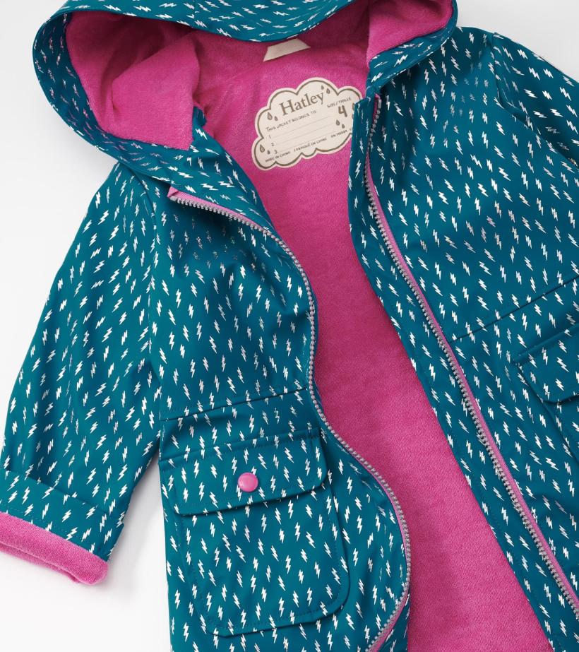Girls Girls Mini Lightning Bolts Zip-Up Rain Jacket | Hatley Rainwear