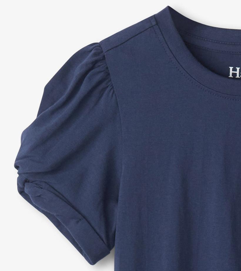 Girls Girls Navy Twisted Sleeve Tee | Hatley Tops
