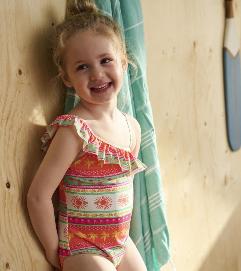Girls Girls Ornate Tropicals Ruffle Trim Swimsuit | Hatley Swimwear