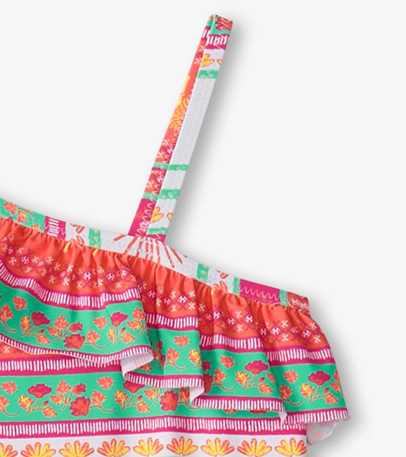Girls Girls Ornate Tropicals Ruffle Trim Swimsuit | Hatley Swimwear