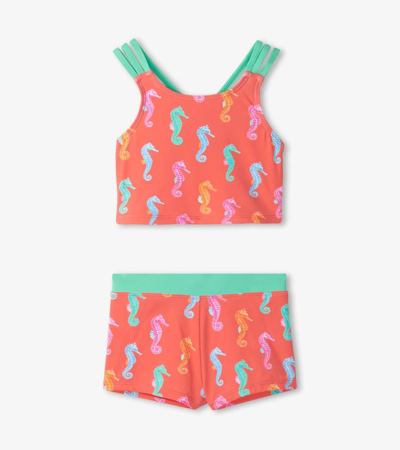 Girls Girls Painted Seahorse Two-Piece Crop Top Bikini Set | Hatley Swimwear