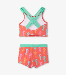 Girls Girls Painted Seahorse Two-Piece Crop Top Bikini Set | Hatley Swimwear
