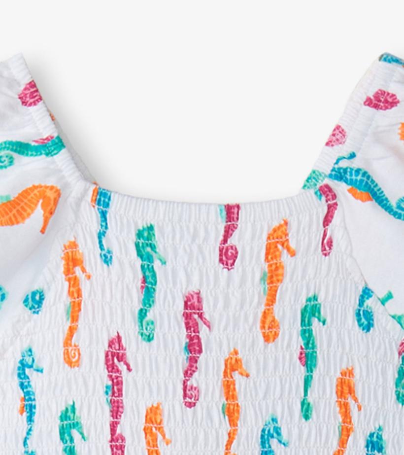 Girls Girls Painted Seahorses Smocked Dress | Hatley Dresses