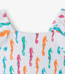 Girls Girls Painted Seahorses Smocked Dress | Hatley Dresses