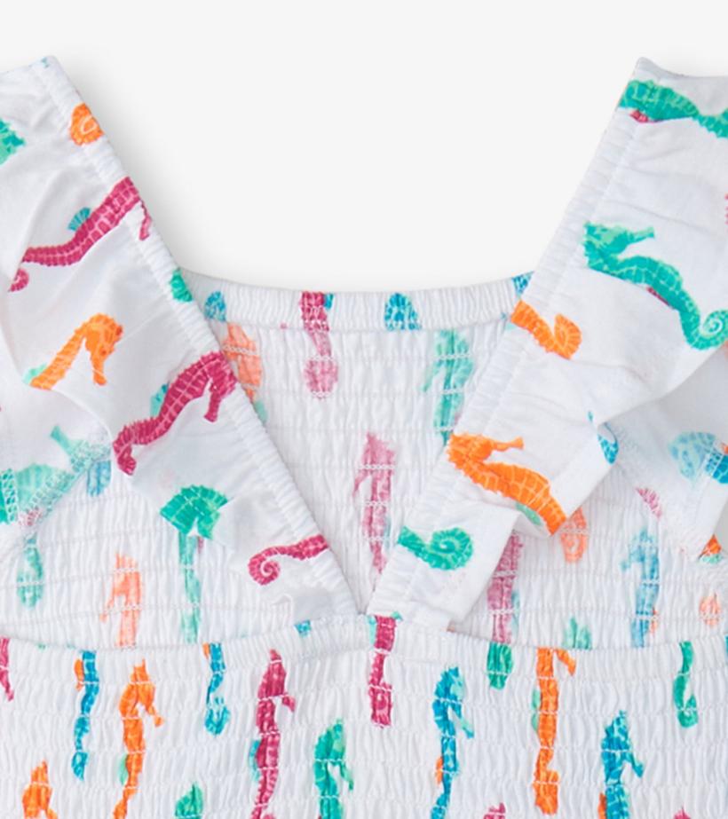 Girls Girls Painted Seahorses Smocked Dress | Hatley Dresses