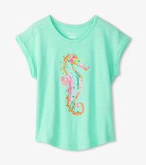 Girls Girls Painted Seashorse Relaxed T-Shirt | Hatley Tops