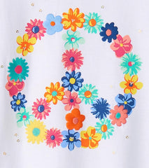 Girls Girls Peace Flower Twisted Sleeve Tee | Hatley Tops