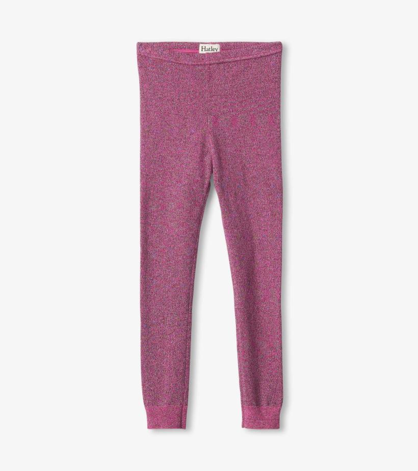 Girls Girls Pink Glitter Knit Leggings | Hatley Bottoms