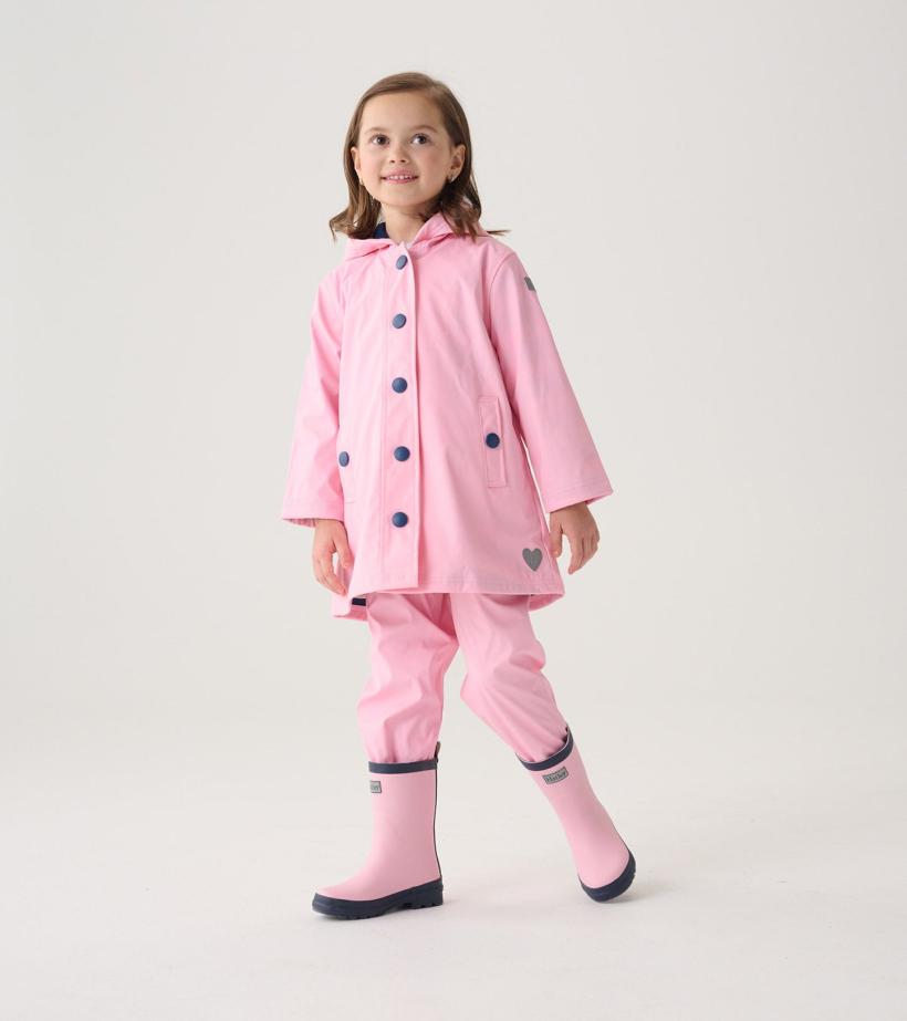 Girls Girls Pink &amp; Navy Button-Up Rain Jacket | Hatley Rainwear