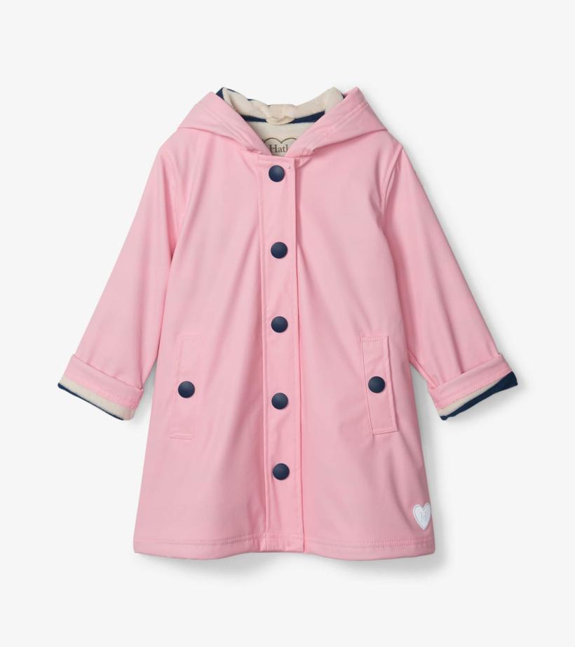 Girls Girls Pink &amp; Navy Button-Up Rain Jacket | Hatley Rainwear