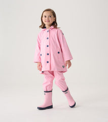 Girls Girls Pink &amp; Navy Button-Up Rain Jacket | Hatley Rainwear