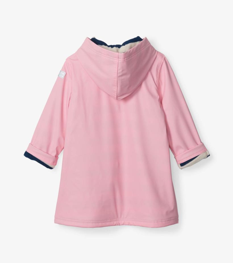 Girls Girls Pink &amp; Navy Button-Up Rain Jacket | Hatley Rainwear