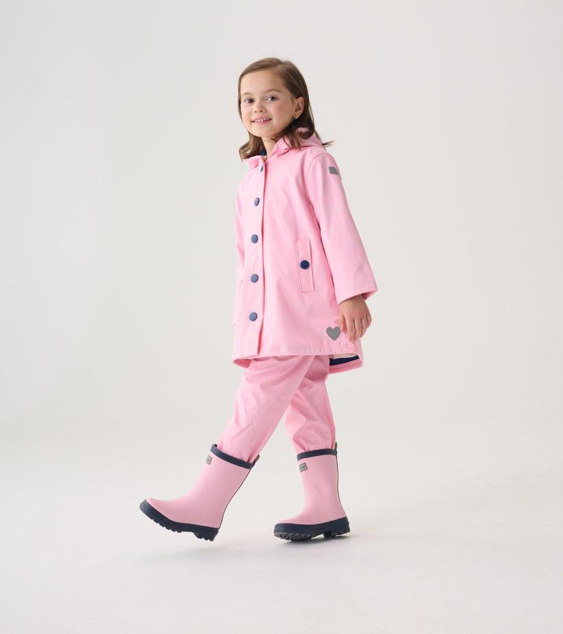 Girls Girls Pink &amp; Navy Button-Up Rain Jacket | Hatley Rainwear