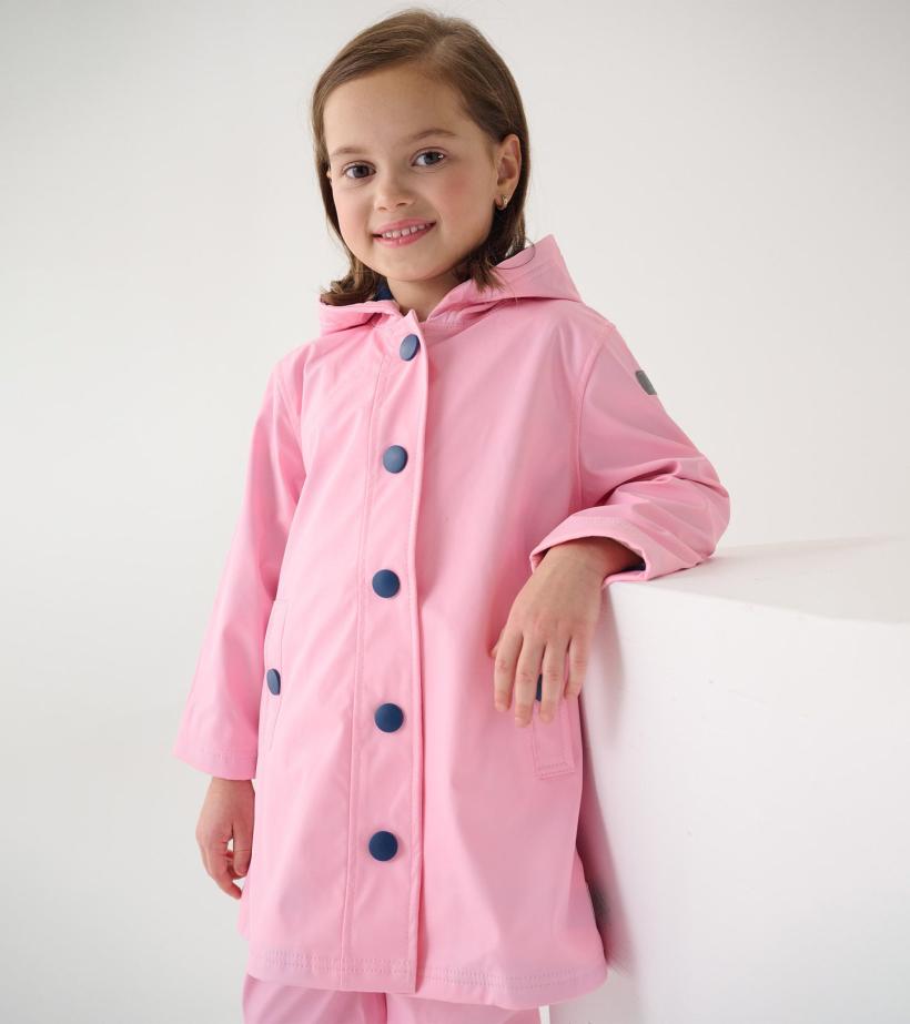 Girls Girls Pink &amp; Navy Button-Up Rain Jacket | Hatley Rainwear