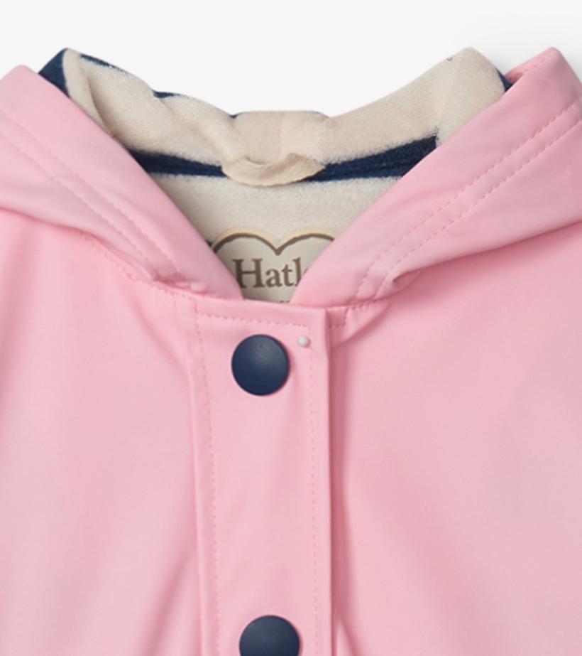 Girls Girls Pink &amp; Navy Button-Up Rain Jacket | Hatley Rainwear