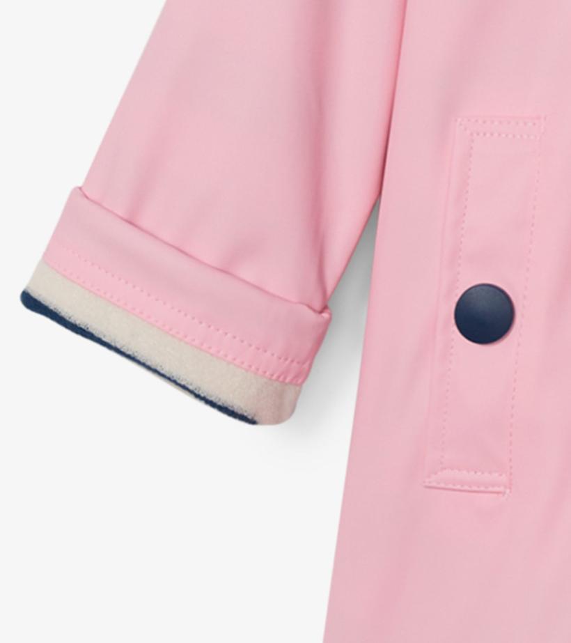 Girls Girls Pink &amp; Navy Button-Up Rain Jacket | Hatley Rainwear