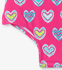 Girls Girls Pink Shibori Hearts Ruffle Sleeve Swimsuit | Hatley Swimwear