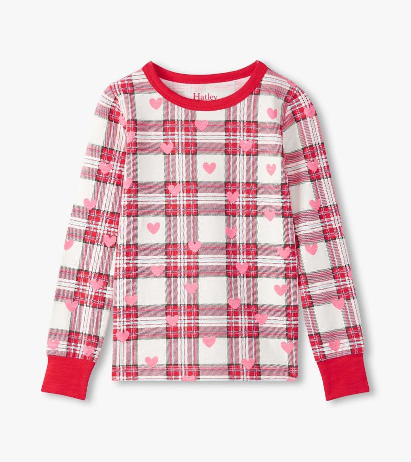 Girls Girls Plaid Hearts Pajama Set | Hatley Sleepwear