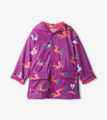 Girls Girls Pretty Unicorn Colour Changing Button-Up Rain Jacket | Hatley Rainwear