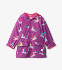 Girls Girls Pretty Unicorn Colour Changing Button-Up Rain Jacket | Hatley Rainwear