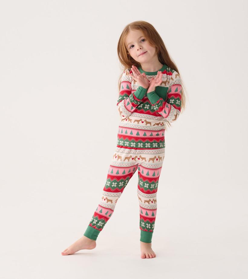 Girls Girls Puppy Hearts Fair Isle Bamboo Pajama Set | Hatley Sleepwear