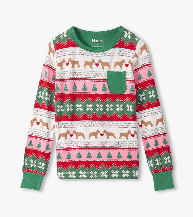 Girls Girls Puppy Hearts Fair Isle Bamboo Pajama Set | Hatley Sleepwear