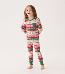 Girls Girls Puppy Hearts Fair Isle Bamboo Pajama Set | Hatley Sleepwear